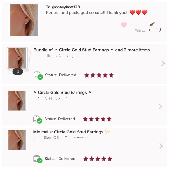 ⚬ Circle Gold Stud Earrings ⚬ - Picture 3 of 3